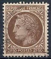 1945-47 FRANCIA USATO CERERE CON ALLORO 2,50 F - FR568 - 1945-47 Ceres Of Mazelin