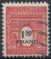 1945 FRANCIA USATO ARCO DI TRIONFO 1,50 F - FR570-2 - 1944-45 Arc Of Triomphe