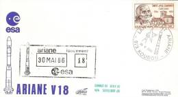 ARIANEV18 Enveloppe Illustrée Cachet Officiel Oblitération KOUROU Du 30/5/1986 - Europe