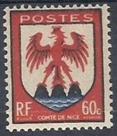 1946 FRANCIA STEMMI DI PROVINCE FRANCESI 60 CENT MH * - FR578 - 1941-66 Stemmi E Stendardi