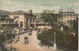 CARTE POSTALE ORIGINALE ANCIENNE : LYON LA  GARE DE PERRACHE  HOTEL TERMINUS  RHÔNE (69) - Gares - Sans Trains