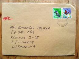 Cover Sent From Japan To Lithuania, Animals Bird Butterfly - Covers & Documents