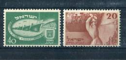 Israel 1950. Yvert 29-30 ** MNH. - Unused Stamps (without Tabs)