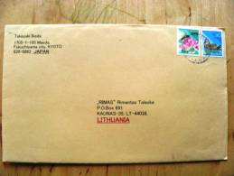 Cover Sent From Japan To Lithuania, Animals Bird Bee Duck - Cartas & Documentos