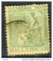 CUBA, ANTILLAS, 1871, 50 CTS USADO. - Cuba (1874-1898)