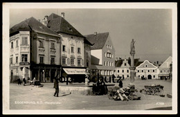 ALTE POSTKARTE EGGENBURG HAUPTPLATZ CAFÉ JOSEF KUNZ FRANZ GAMERITH HÄNDLER Markt Marché Market Niederösterreich Austria - Eggenburg