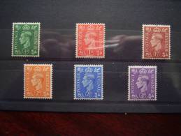 G.B. 1941-42 DEFINITIVE SIX Values WWII Re-Issue With Lighter Background For Ink Economy  MNH. - Unused Stamps