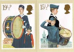 Grande-Bretagne: 1982 Les 4 Belles Cartes Maximum Scouts Et Guide Timbres Et 4 Cachets Différents Au Dos" - Maximumkaarten