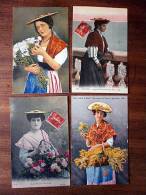 LOT DE 4 CARTES DE NICE BOUQUETIERES - Straßenhandel Und Kleingewerbe