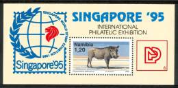 1995 Namibia "Singapore 95" Esposizione Filatelica Animali Animals Block MNH** Spa120 - Namibia (1990- ...)