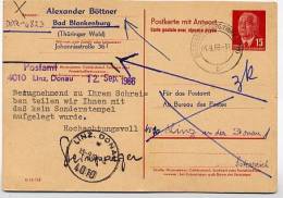 DDR  P 65 F  Frage-Postkarte  ZUDRUCK 4  Bad Blankenburg - Linz  ZURÜCK  1966 - Zonder Classificatie