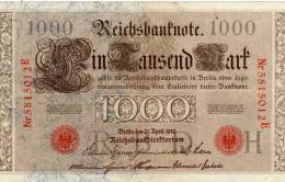 1000 -  Reichsbanknote  - R  B  D  H  -  Nr 5815012E - 1.000 Mark