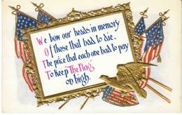 Patriotic US Flag With Eagle, Memorial For War Dead, C1910s Vintage Embossed Postcard - Other & Unclassified