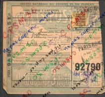 Colis Postaux Bulletin D´expédition 9.50fr 5 K Timbre 2.40 Fr N° 92790 (cachet Gare S.N.C.F. PARIS ROME 6 PLM) - Briefe U. Dokumente