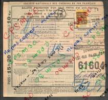 Colis Postaux Bulletin D´expédition 15.20fr Timbre 2.40fr N° 61604 Cachet Gare S.N.C.F. PARIS PAJOL EXPED N° - Covers & Documents