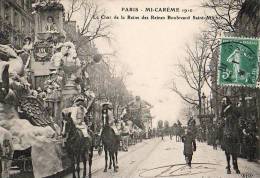 Paris 75  Fêtes De La Mi-Carême 1910    Char De La Reine Boulevard Saint-Michel - Lotes Y Colecciones