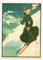 74 - Chamonix Mont-Blanc - Sport D'hiver - Reproduction D'une Vieille Affiche Signée Abel Faivre - Femme Sur Des Skis - Faivre