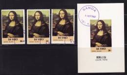 Sanda Is. Mona Lisa Set Of 3 Stamps And One Block  1968 Used - Emissions Locales