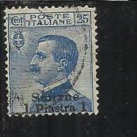 LEVANTE SMIRNE 1909 - 1911 SOPRASTAMPATO D'ITALIA ITALY OVERPRINTED 1 PI SU 25 C USATO USED OBLITERE' - Europa- Und Asienämter