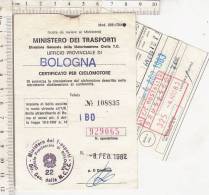 PO6632B# CERTIFICATO MINISTERO TRASPORTI BOLOGNA PER CICLOMOTORE BETA L BETAMOTOR 1982 - Moto