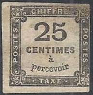 1871-78 FRANCIA SEGNATASSE 25 CENT MH * - FR621 - 1859-1959 Mint/hinged