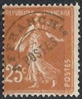 1922-51 FRANCIA PREANNULLATO 25 CENT GIALLO BRUNO SENZA GOMMA - FR624 - 1893-1947