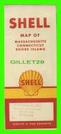 CARTE ROUTIÈRE SHELL, 1959 - MASSACHUSETTS, CONNECTICUT, RHODE ISLAND, U.S.A. - - Strassenkarten