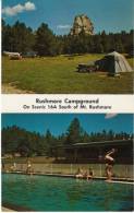 Mount Rushmore SD South Dakota, Rushmore Campground Camping Tent Swimming Pool, C1970s Vintage Postcard - Mount Rushmore