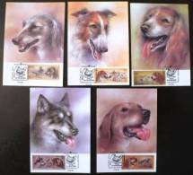 RUSSIE Chiens, Chien, Dog, Dogs, Perro, Perros, Yvert N°5511/15 Sur Carte Maximums 1 Er Jour. 20/5/1988 - Dogs