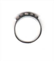 BAGUE En ARGENT Surmontée De 5 Pierres Zirconium - Taille 54 - Bagues