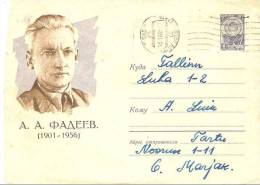 Writers  USSR 1961  RARE Postal Stationary Cover Gone Post Portrait Of A.A.Fadejev (1901-1956) - Cartas & Documentos