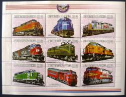 GUINEE Republique: TRAINS. Feuillet 9 Valeurs Histoire Des  Locomotives. Emis En 2000. (**) Feuillet 4 - Treinen