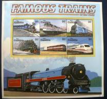 GAMBIE: Trains. 1 Feuillet  De 6 Valeurs Trains Emis En 2000 ( Famous Trains Of The World) ** - Trains