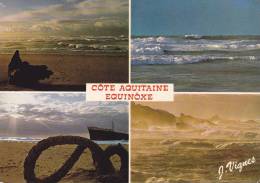 Cp , RÉGIONS , AQUITAINE , Colère De L\'Océan , Multi-Vues , Poème Au Verso - Aquitaine