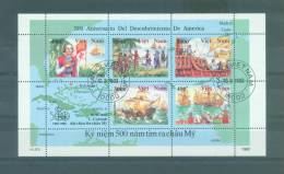 Vietnam: 500 Year Of The Finding The American - 1992 S/S Sheet - CTO Fine - Christophe Colomb