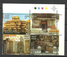 INDIA, 2009, Heritage Monuments Preservation By INTACH, Setenant Of 4, With Traffic Lights, MNH,(**) - Nuovi