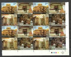 INDIA, 2009, Heritage Monuments Preservation By INTACH, Setenant Of 4,Block Of 4,  With Traffic Lights, MNH,(**) - Ungebraucht