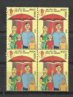 INDIA, 2009,125th Anniversary Of Postal Life Insurance, Block Of 4,  MNH,(**) - Nuevos