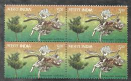 INDIA, 2009, Pterospernum Acerifolium, "Muchkunda", (Bayer Tree), Block Of 4, , MNH,(**) - Nuovi