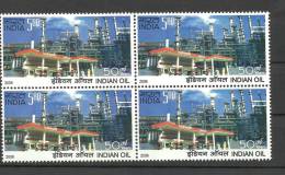 INDIA, 2009, Golden Jubilee Of Indian Oil Corporation, Block Of 4,Refinery, Petrol Pump, Gas Station, MNH,(**) - Ungebraucht