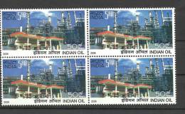 INDIA, 2009, Golden Jubilee Of Indian Oil Corporation, Block Of 4,Refinery, Petrol Pump, Gas Station, MNH,(**) - Neufs