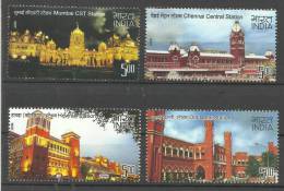 INDIA, 2009, Heritage Railway Stations Of India, Set 4 V, Heritage Buildings, Architecture,  MNH,(**) - Unused Stamps