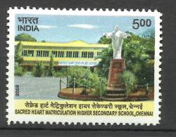 INDIA, 2009, Sacred Heart Matriculation H S School, Chennai, Education, Architecture,  MNH,(**) - Unused Stamps