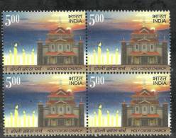 INDIA, 2009, Holy Cross Church, Block Of 4,Christianity, Candle, Architecture, Building,  MNH,(**) - Ungebraucht