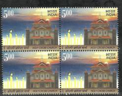 INDIA, 2009, Holy Cross Church, Block Of 4,Christianity, Candle, Architecture, Building,  MNH,(**) - Neufs