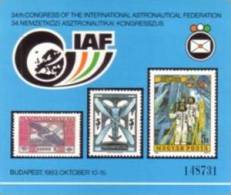 1983. HUNGARY, 34th Congress Of The Int.Astronautical Federation. Numbered Sheet, On Thick Gummed Paper - Hojas Conmemorativas