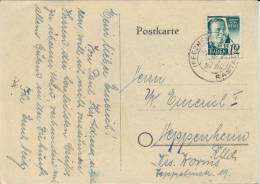 Germany Baden 1948 Picture Postcard From Iffezheim To Heppenheim Franked With 12 Pf. Johann Peter Hebel - Bade