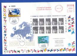 VARIÉTÉS LIMITÉE N° 0223 / 1100 RARE MR  CHIRAC PRÉSIDENT CONSEIL DE L'EUROPE MARIANNE 10.11.10.1997 OBLITÉRÉ - Storia Postale