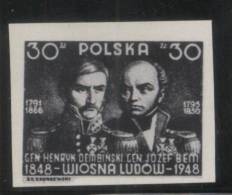 POLAND 1948 100TH ANNIV 1848 POLISH UPRISING REVOLUTION  BLACK PRINT NHM Spring Of Nations Generals Bem Dembinski Army - Errors, Freaks & Oddities (EFO)