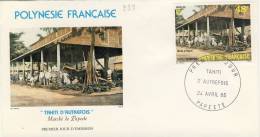 FDC  POLYNÉSIE  1985 TAHITI  D' AUTREFOIS # MARCHE DE PAPEETE # - FDC